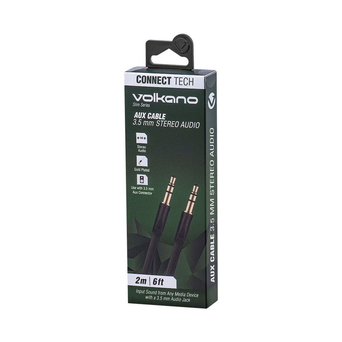 Volkano Slim Series Aux Cable 2m - Black