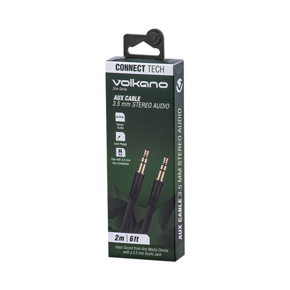 Volkano Slim Series Aux Cable 2m - Black