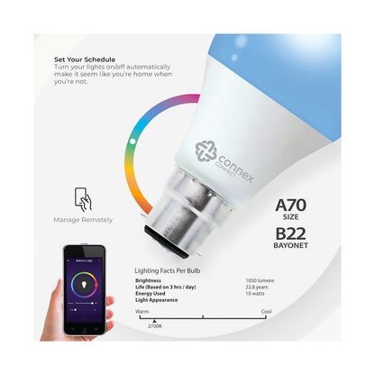 Smart WiFi Bulb 10W LED RGB White Bayonet