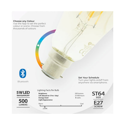 Smart Wi-Fi Bulb 5w LED Amber Filament Vintage Bayonet