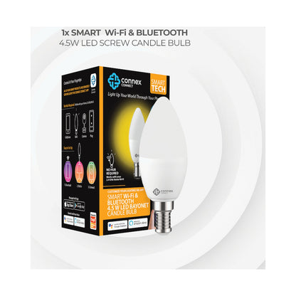 Smart WiFi Bulb 4.5W LED White Candle Bayonet