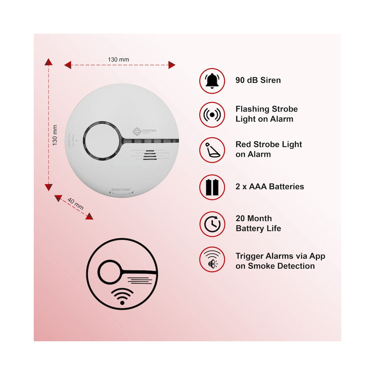 Smart Wi-Fi Smoke Detector Alarm Twin Pack