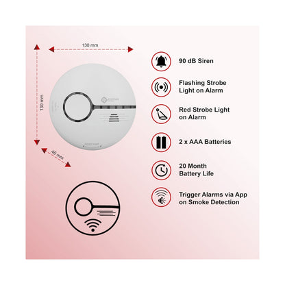 Smart Wi-Fi Smoke Detector Alarm Twin Pack