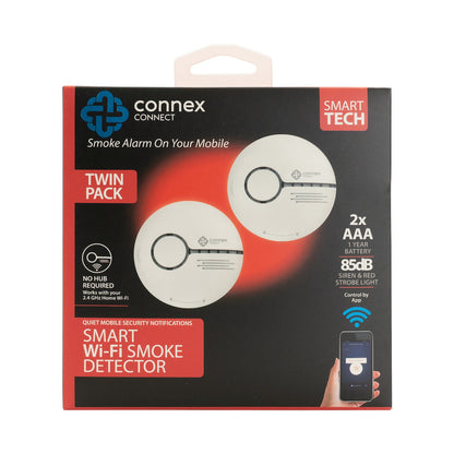 Smart Wi-Fi Smoke Detector Alarm Twin Pack