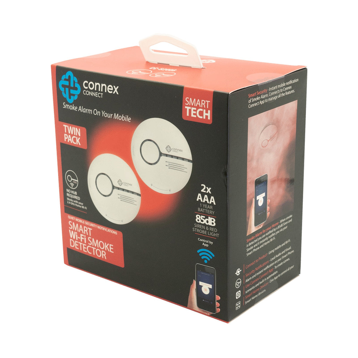 Smart Wi-Fi Smoke Detector Alarm Twin Pack