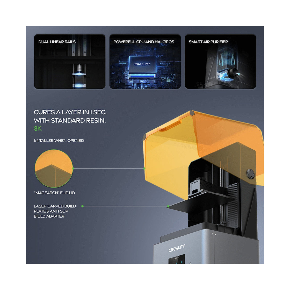Creality Halot Mage Pro 8K Resin Printer 228x128x230