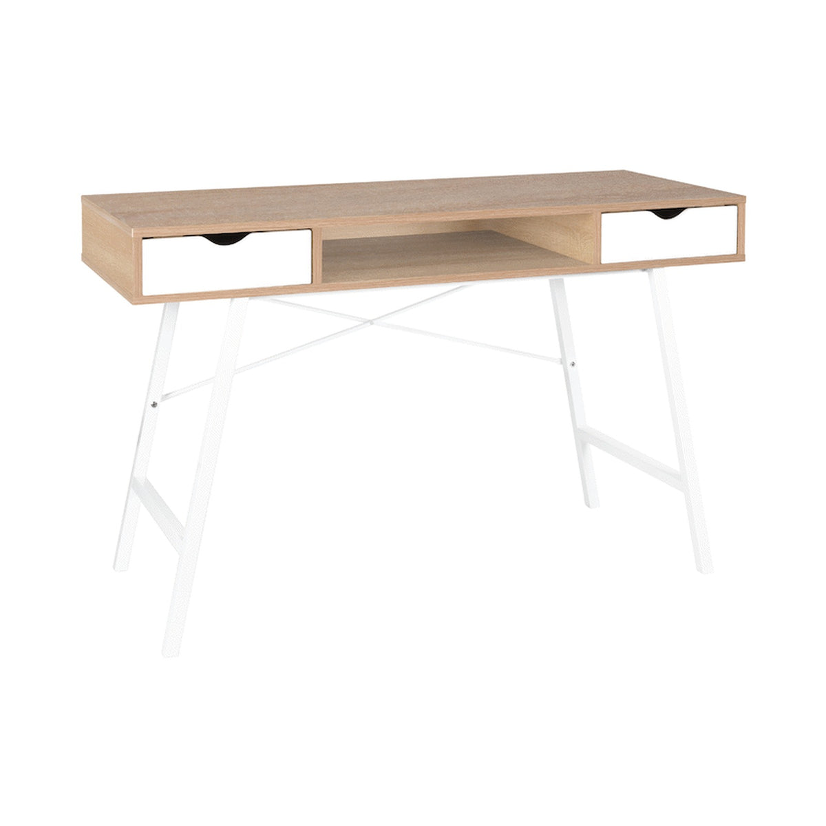Everfurn Rain Work Desk - Study Desk with Two Drawers, Steel Frame, Adjustable Feet
