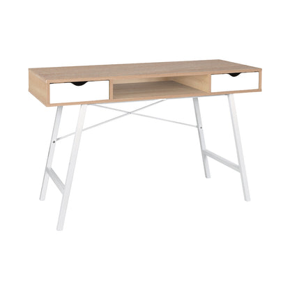 Everfurn Rain Work Desk - Study Desk with Two Drawers, Steel Frame, Adjustable Feet