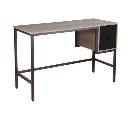 Everfurn Rampart Office Desk with Two Drawers, Powder-Coated Steel, Adjustable Feet