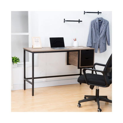 Everfurn Rampart Office Desk with Two Drawers, Powder-Coated Steel, Adjustable Feet
