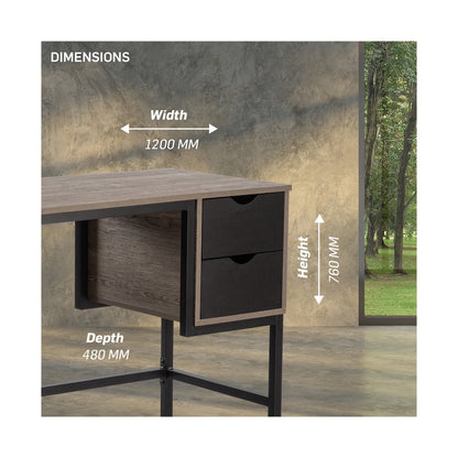 Everfurn Rampart Office Desk with Two Drawers, Powder-Coated Steel, Adjustable Feet