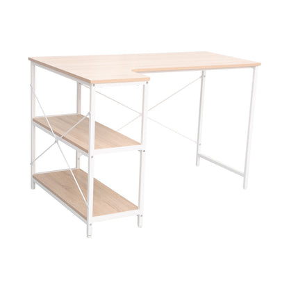 Everfurn Anthony Work Desk - Light Oak and White Frame