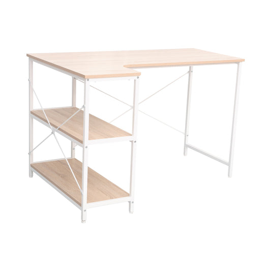 Everfurn Anthony Work Desk - Light Oak and White Frame