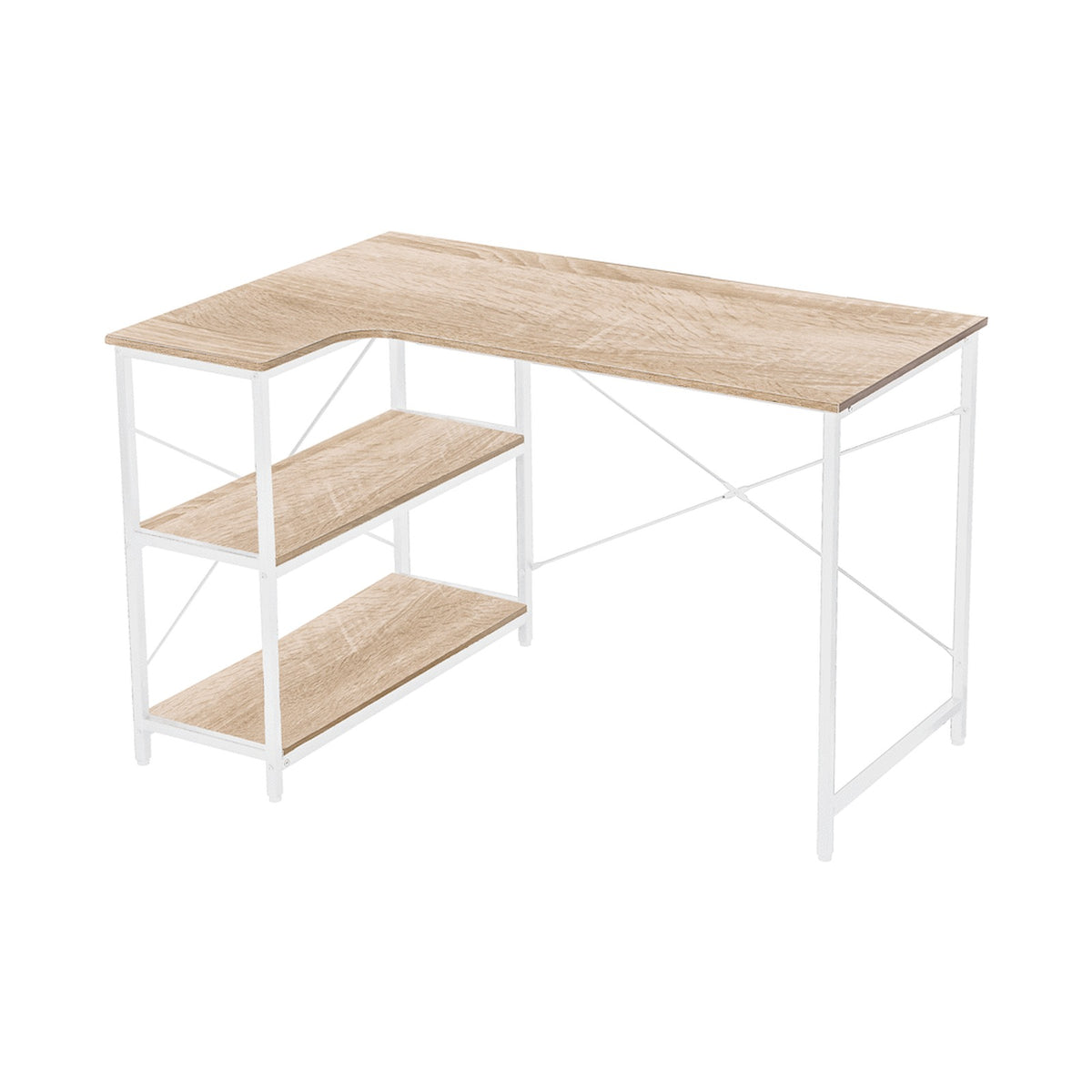 Everfurn Anthony Work Desk - Light Oak and White Frame