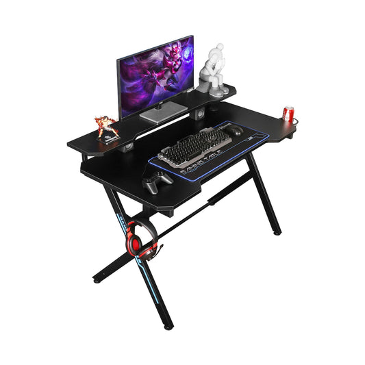 VX Gaming Donahue Gaming Desk - Black with Headphone Hook