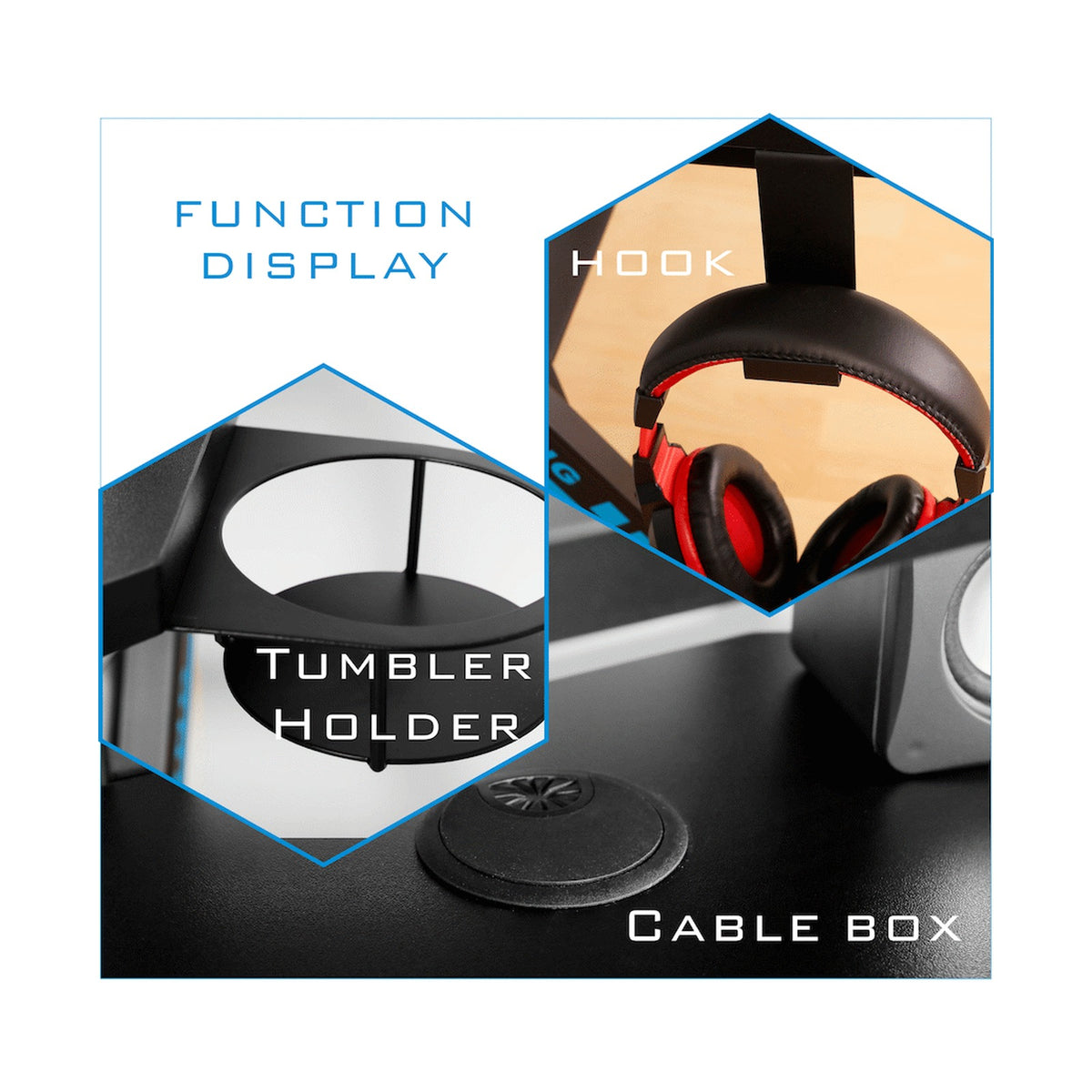 VX Gaming Donahue Gaming Desk - Black with Headphone Hook