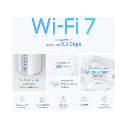 TP-Link Deco BE65 (1 Pack) BE9300 Whole Home Mesh Wi-Fi 7 System