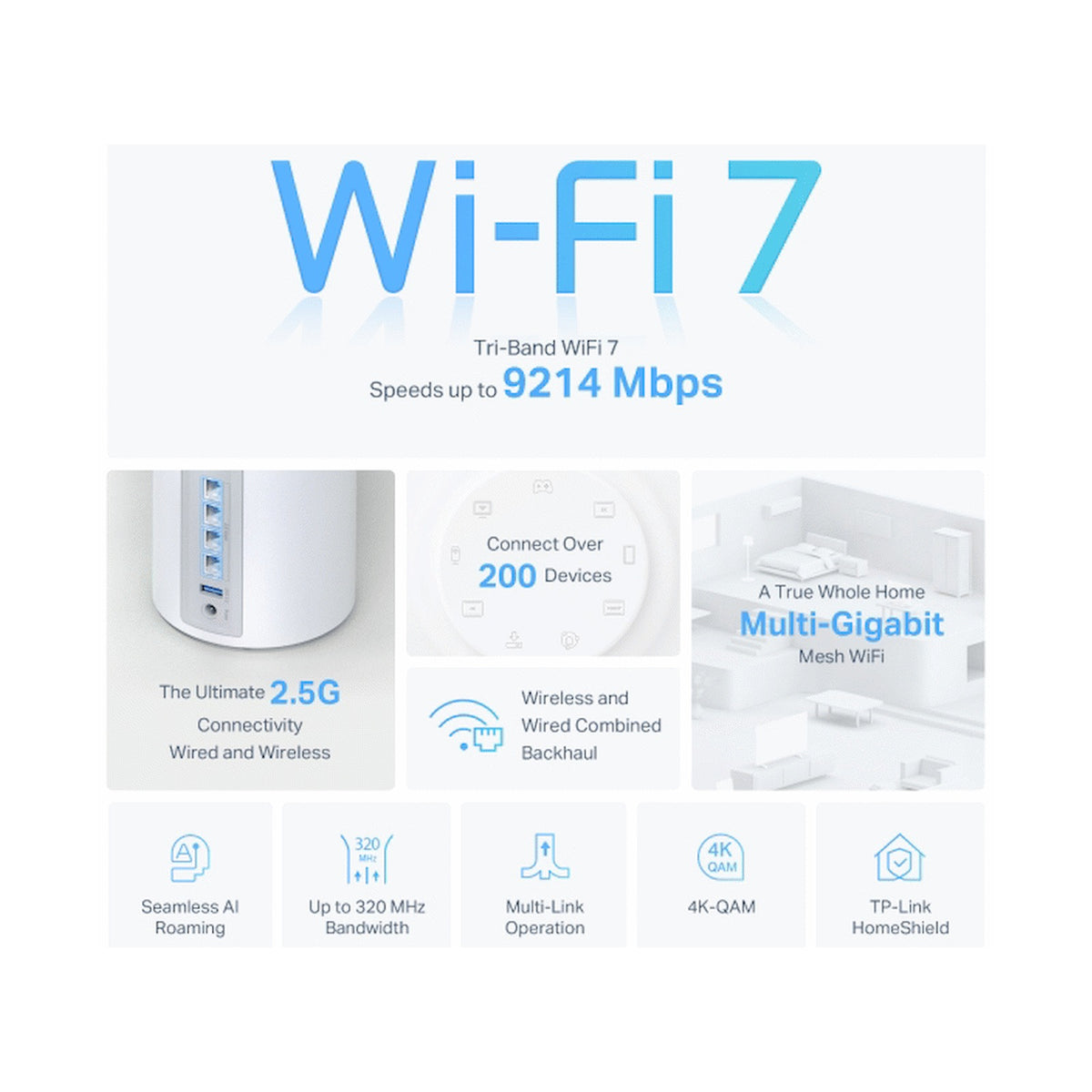 TP-Link Deco BE65 (3-Pack) BE9300 Whole Home Mesh Wi-Fi 7 System