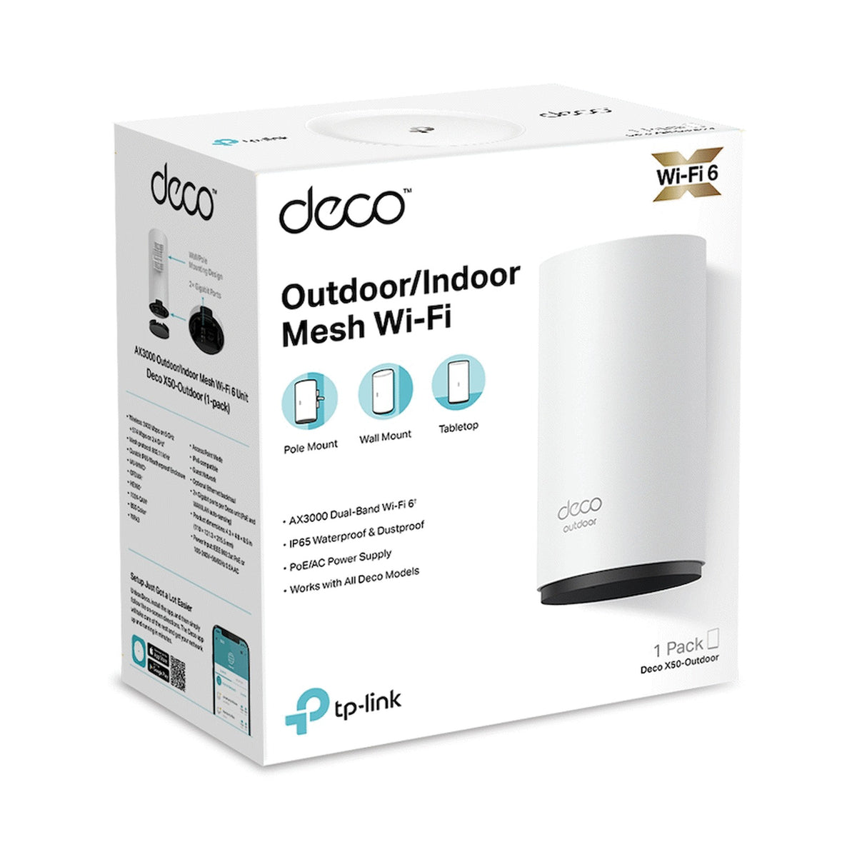 TP-Link Deco X50-Outdoor AX3000 Outdoor/Indoor Mesh Wi-Fi 6 Unit