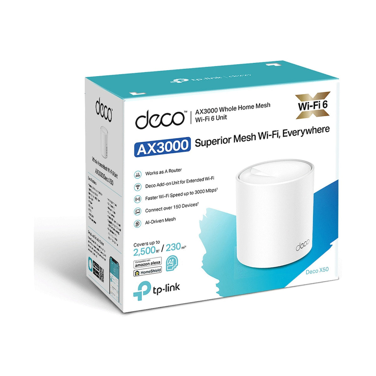 TP-Link Deco X50 (1 Pack) AX3000 Whole Home Mesh Wi-Fi 6 System
