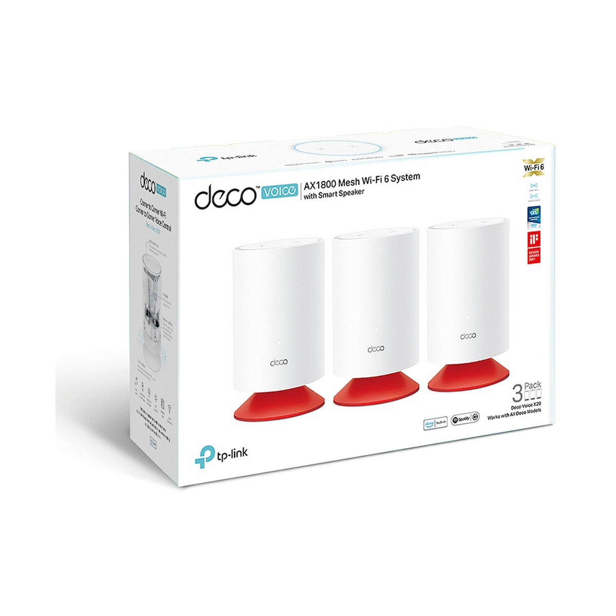 TP-Link Deco VOICEX20 (3-Pack) AX1800 Whole Home Mesh Wi-Fi 6 System with Smart Speaker