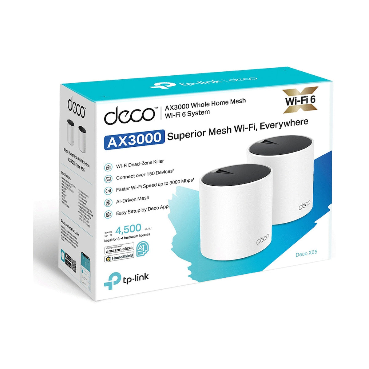 TP-Link Deco X55 (3-Pack) AX3000 Whole Home Mesh Wi-Fi 6 System
