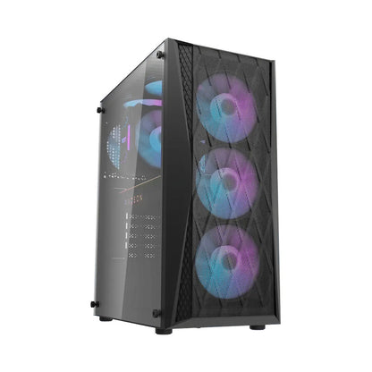 darkFlash Computer Case DK352 Plus - Black (with 4 ARGB Fans)