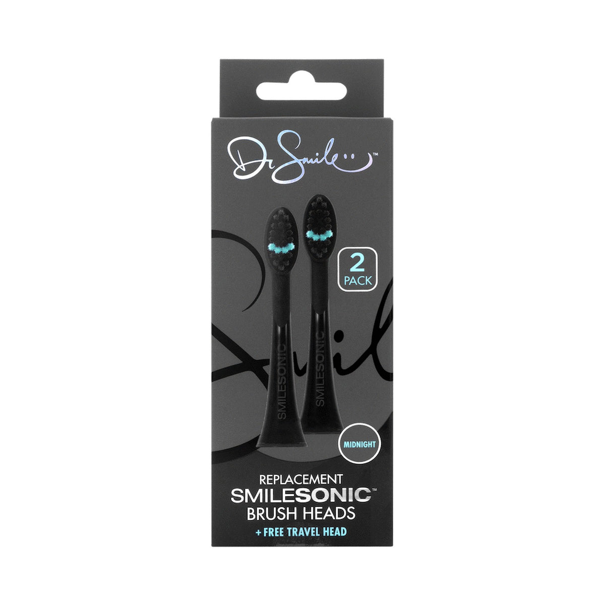 2 Replacement toothbrush heads - Black