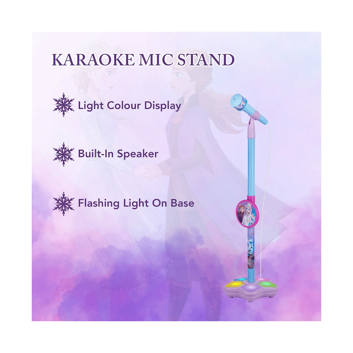 Disney Frozen Auxiliary Star Karaoke Microphone Stand with Colourful Lights