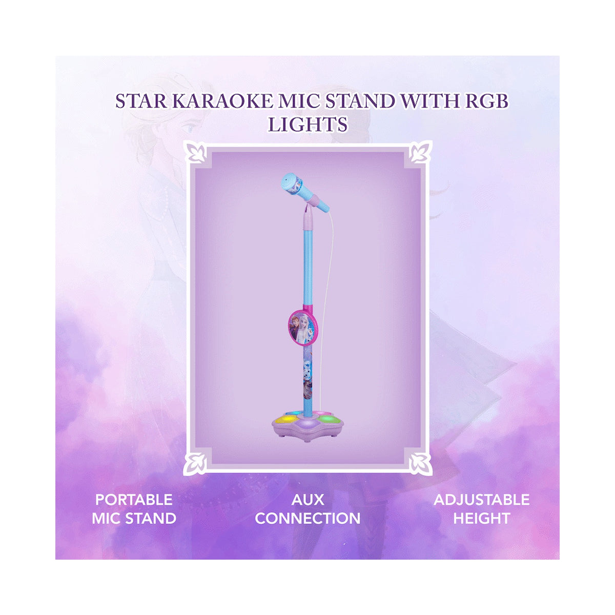 Disney Frozen Auxiliary Star Karaoke Microphone Stand with Colourful Lights