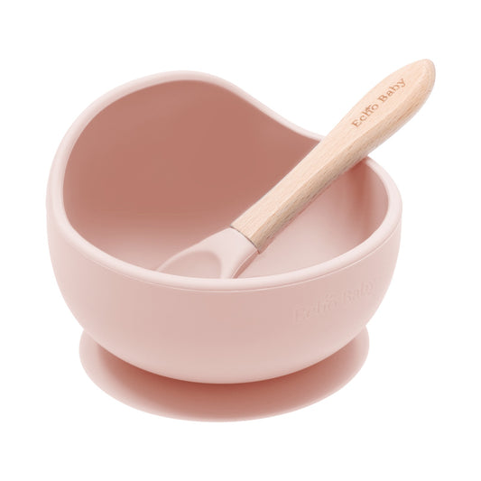 Echo Baby Silicone Suction Bowl and Spoon Set - Rose
