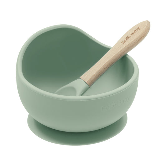 Echo Baby Silicone Suction Bowl and Spoon Set - Sage