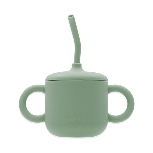 Echo Baby Silicone Training Cup with Straw - Sage