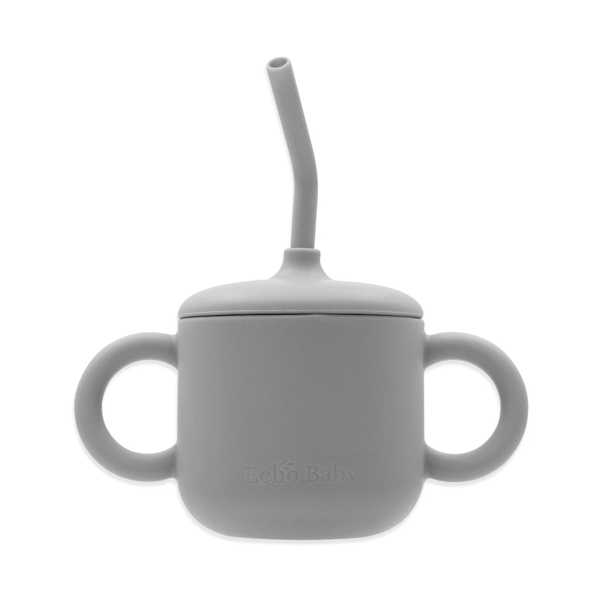 Echo Baby Silicone Training Cup with Straw - Stone
