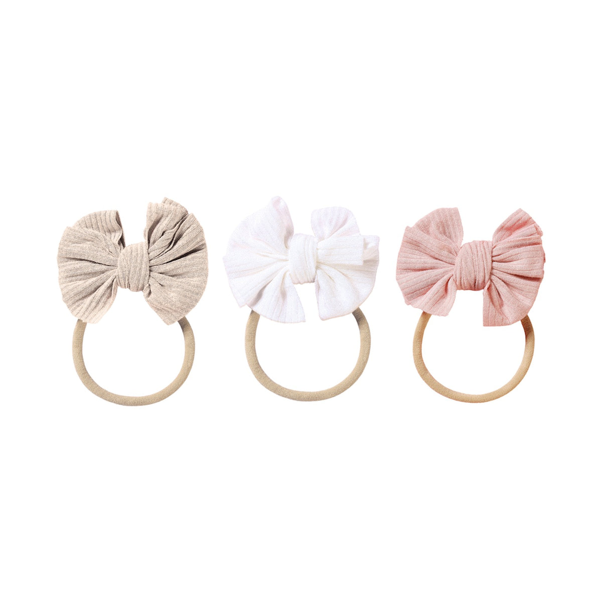 Echo Baby Bow Headbands - Set of 3 (Bone, white, pink)
