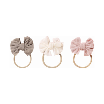 Echo Baby Bow Headbands - Set of 3 (Bone, white, pink)
