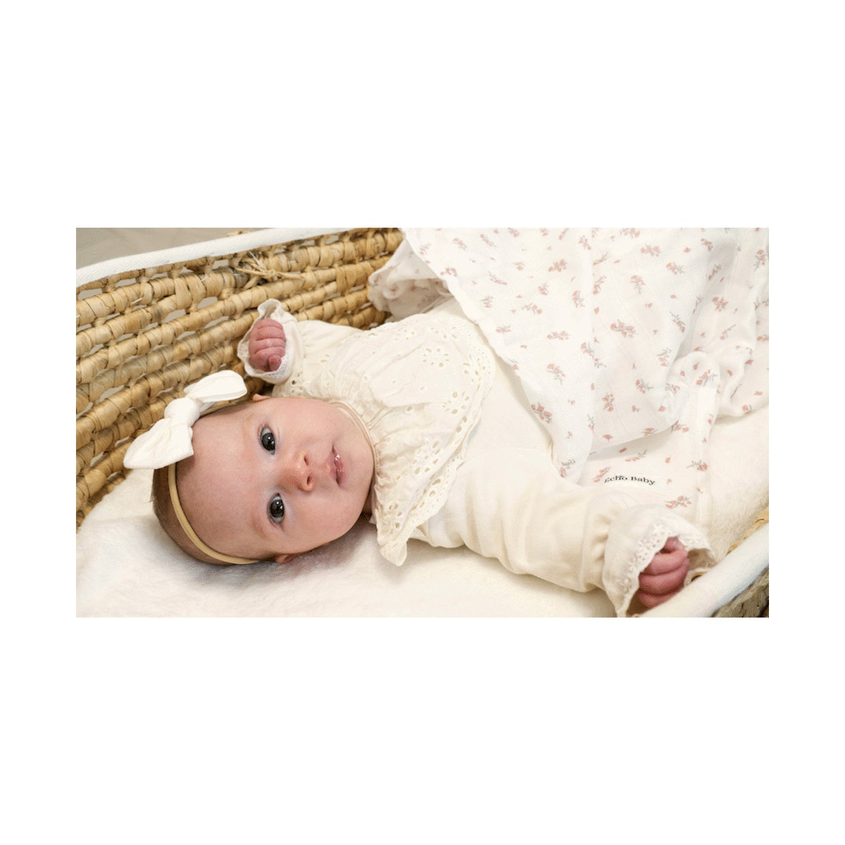 Echo Baby Bow Headbands - Set of 3 (Bone, white, pink)