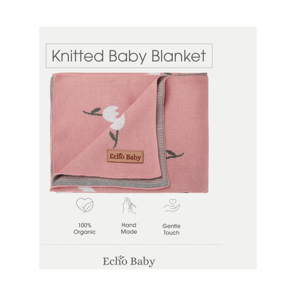 Echo Baby Knitted Blanket - Rose Pattern (Pink)