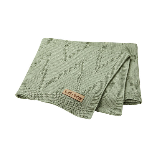 Echo Baby Knitted Baby Blanket - Sage