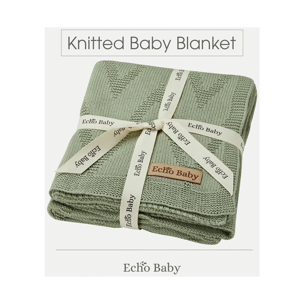 Echo Baby Knitted Baby Blanket - Sage