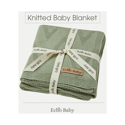 Echo Baby Knitted Baby Blanket - Sage