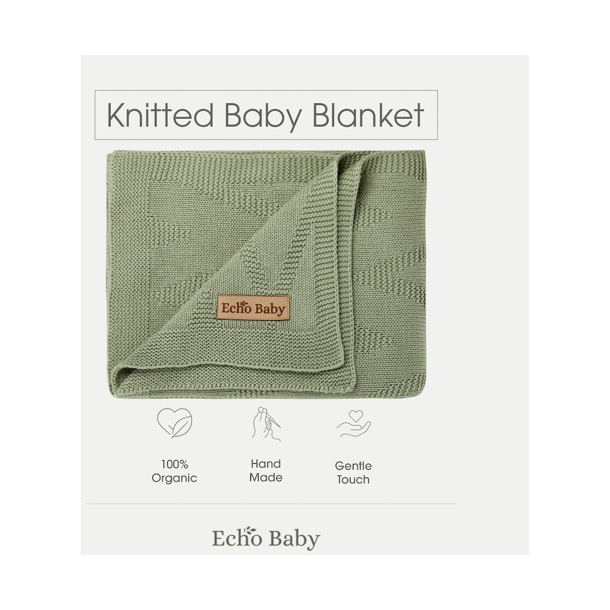 Echo Baby Knitted Baby Blanket - Sage