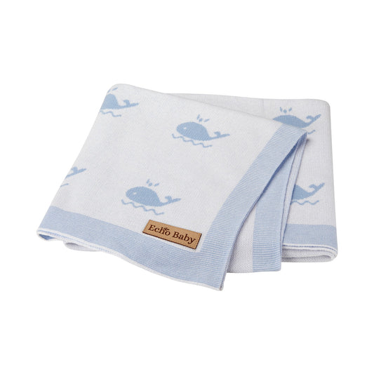 Echo Baby Knitted Blanket - Whale Pattern