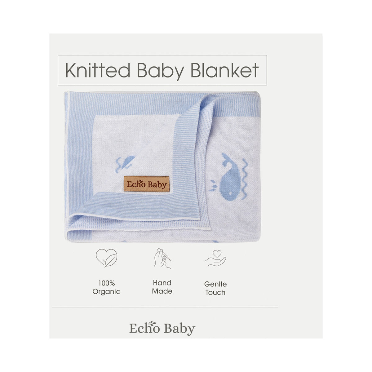 Echo Baby Knitted Blanket - Whale Pattern