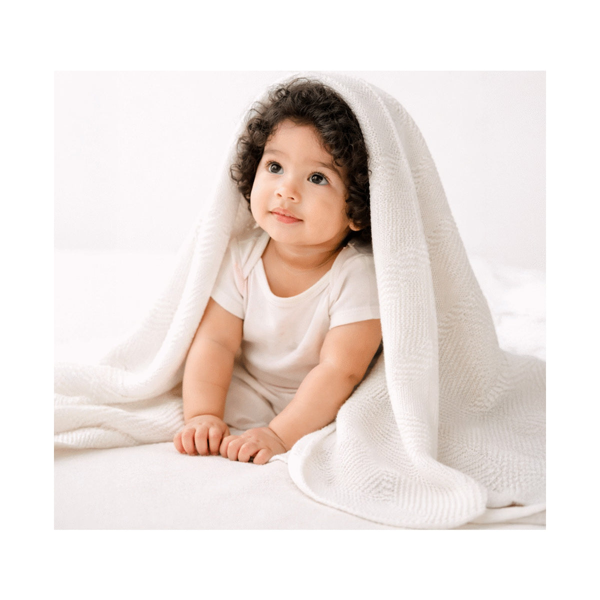 Echo Baby Knitted Baby Blanket - White