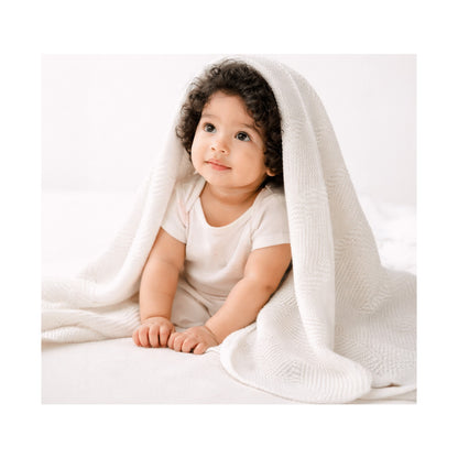 Echo Baby Knitted Baby Blanket - White