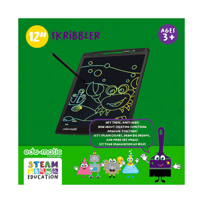 Edu-Matic Skribbler - 12in LCD Writing Tablet with 1 Delete Button