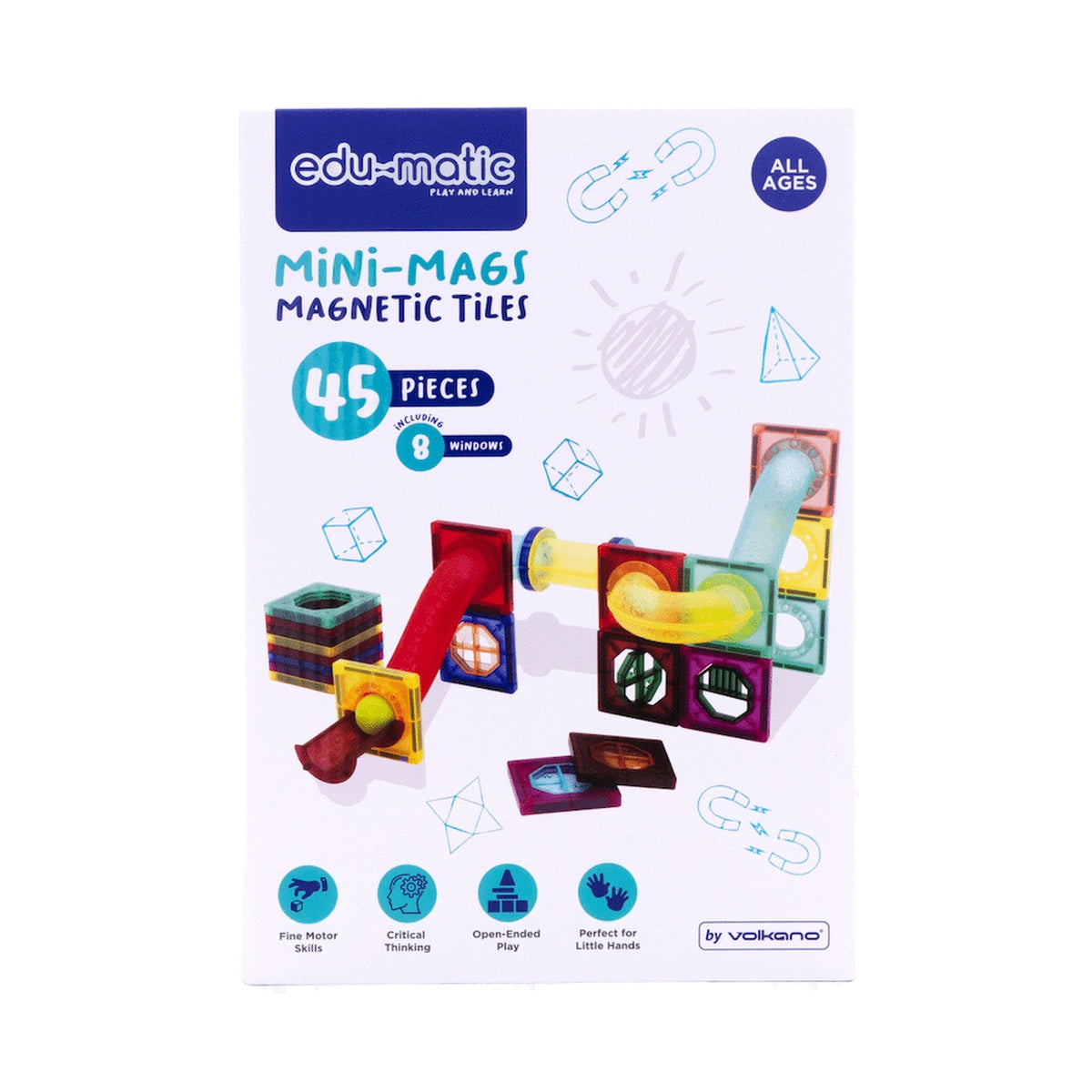 45 Magnetic Tiles and Marble Run Parts
