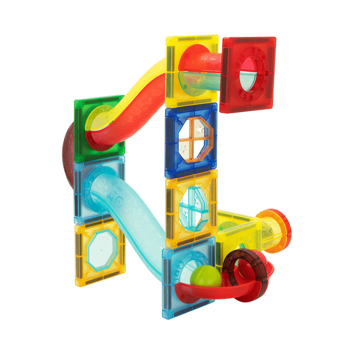 45 Magnetic Tiles and Marble Run Parts