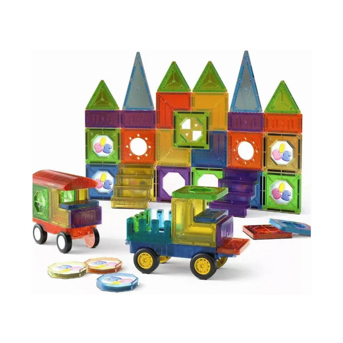 73 Magnetic Tiles, Windows, Stickers and Snowmen